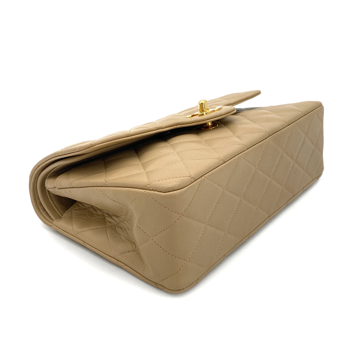 CHANEL VINTAGE MATELASSE CHAIN SHOULDER BAG BEIGE LAMB SKIN 90272957