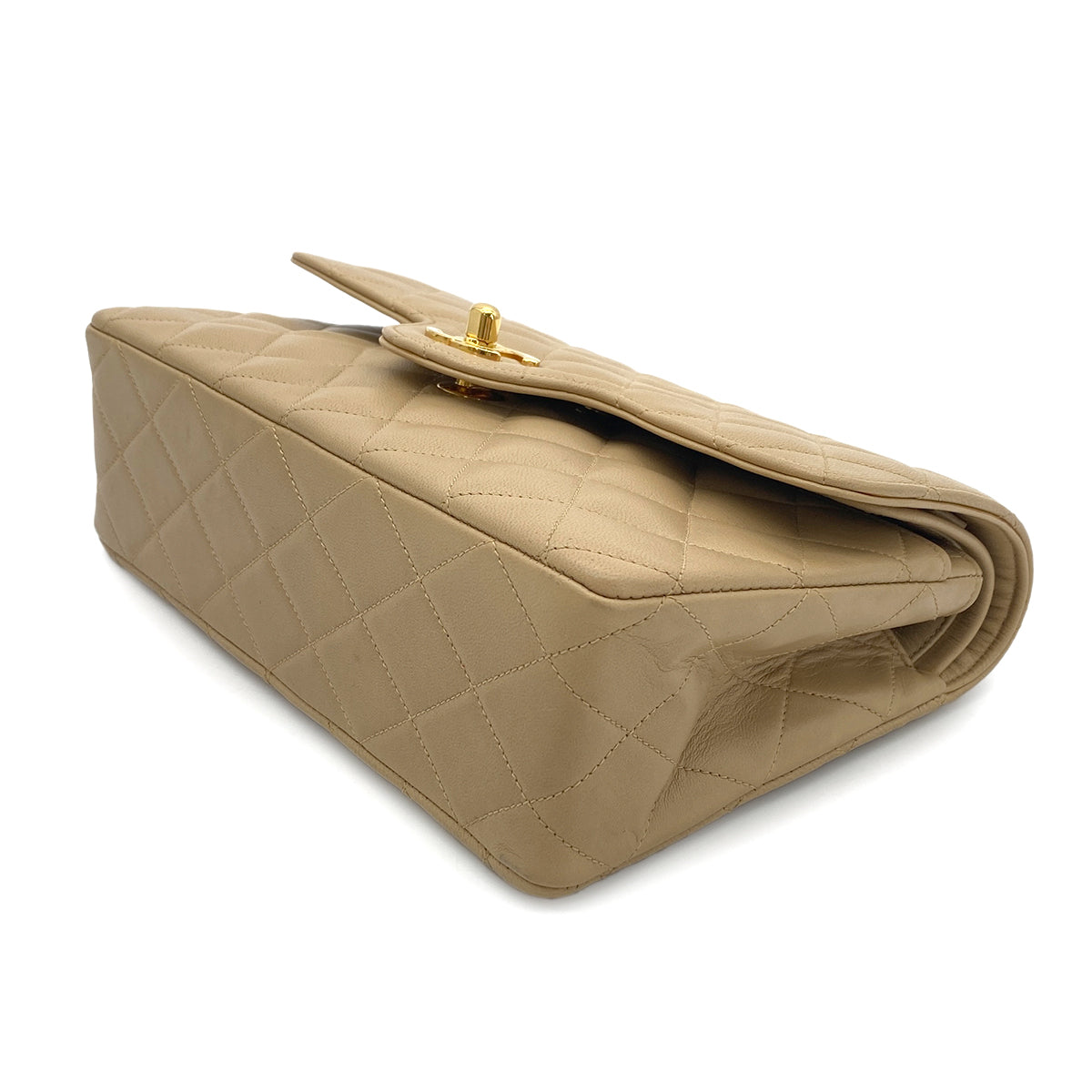 CHANEL VINTAGE MATELASSE CHAIN SHOULDER BAG BEIGE LAMB SKIN 90272957