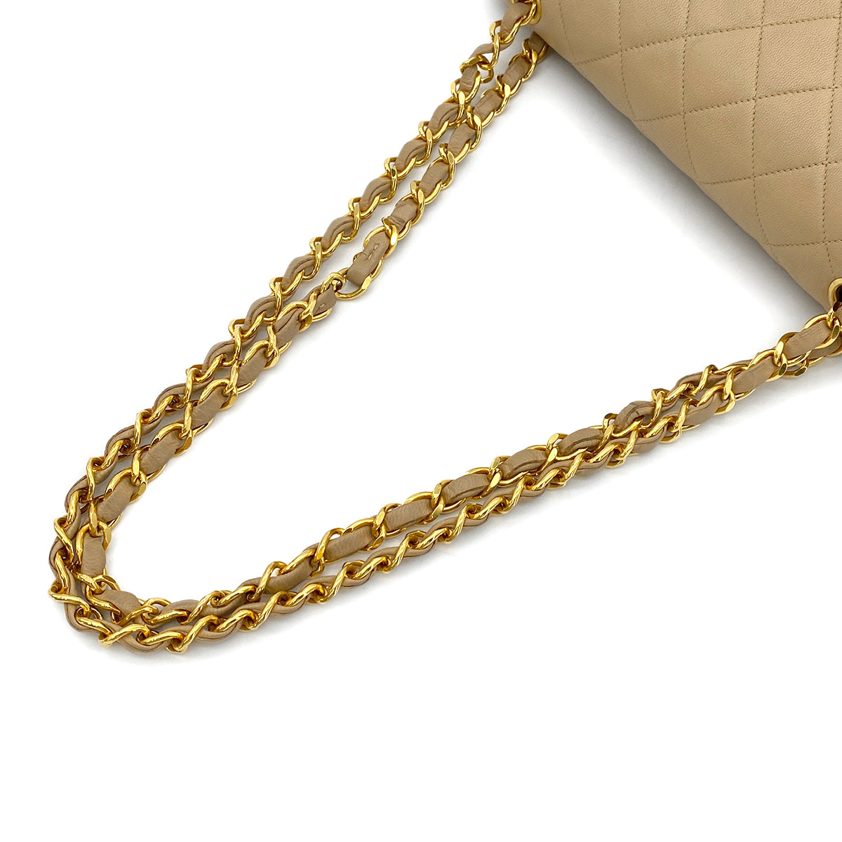 CHANEL VINTAGE MATELASSE CHAIN SHOULDER BAG BEIGE LAMB SKIN 90272957