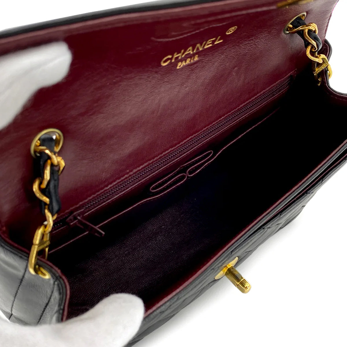 CHANEL MATELASSE CHAIN SHOULDER BAG BLACK LAMB SKIN 90272960