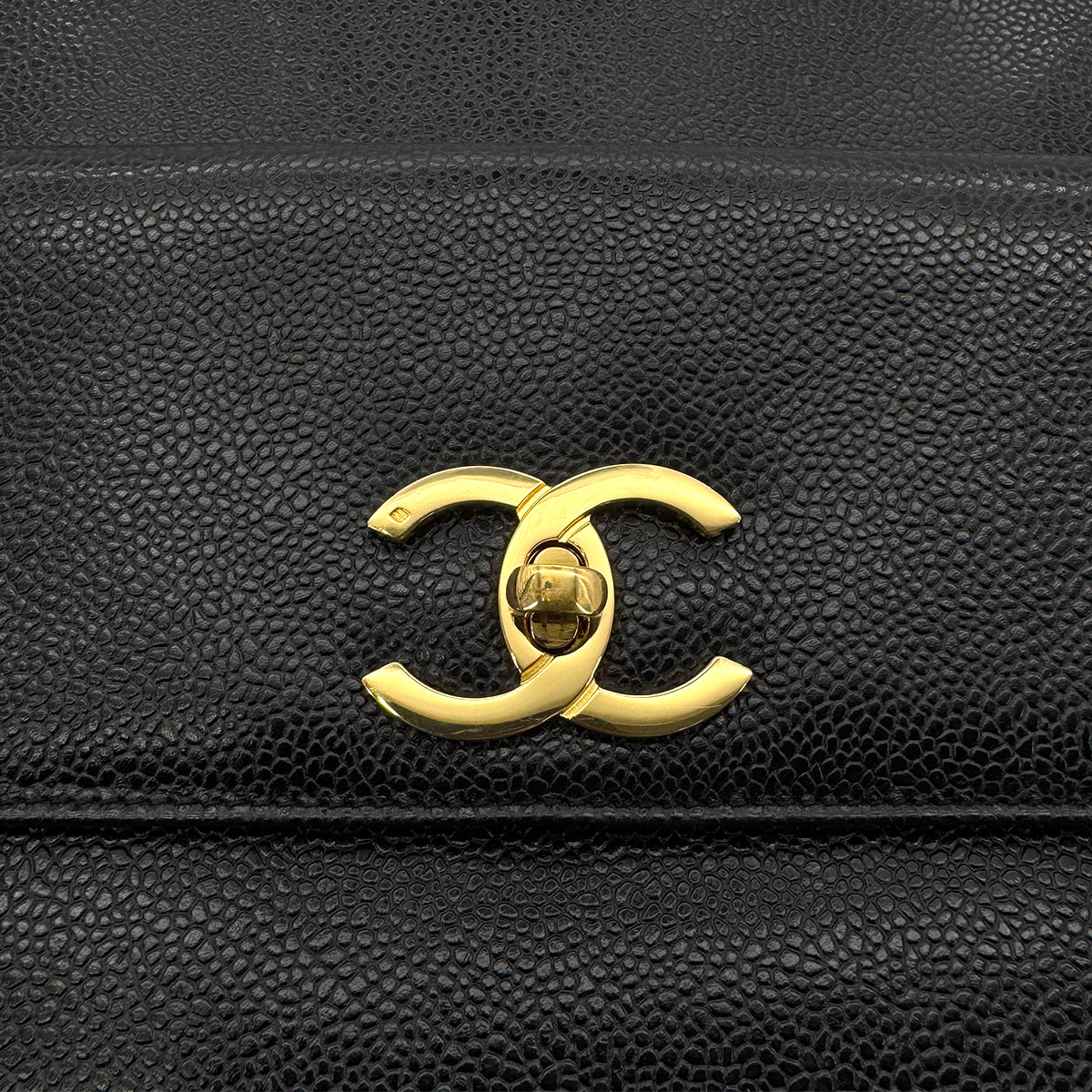 CHANEL VINTAGE CHAIN TOTE BAG BLACK CAVIAR SKIN 90272964