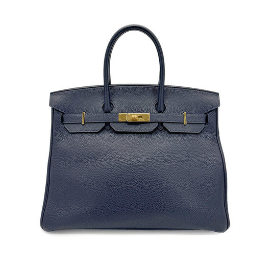 HERMES BIRKIN 35 BLUE NUIT TOGO HAND BAG X GHW 90272969