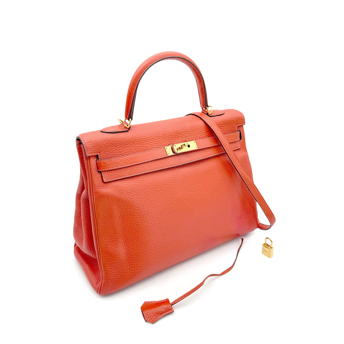 HERMES KELLY 35 RETOURNE ROUGE PIVOINE TAURILLON CLEMENCE HAND SHOULDER BAG □R GHW 90272995