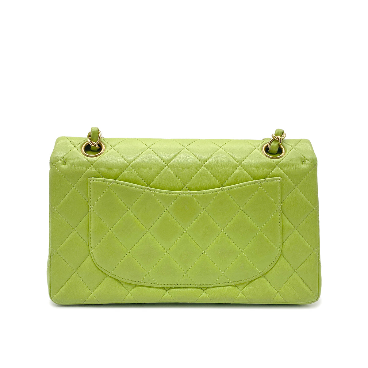 CHANEL VINTAGE CLASSIC FLAP SMALL CHAIN SHOULDER BAG GREEN LAMB SKIN 90272997
