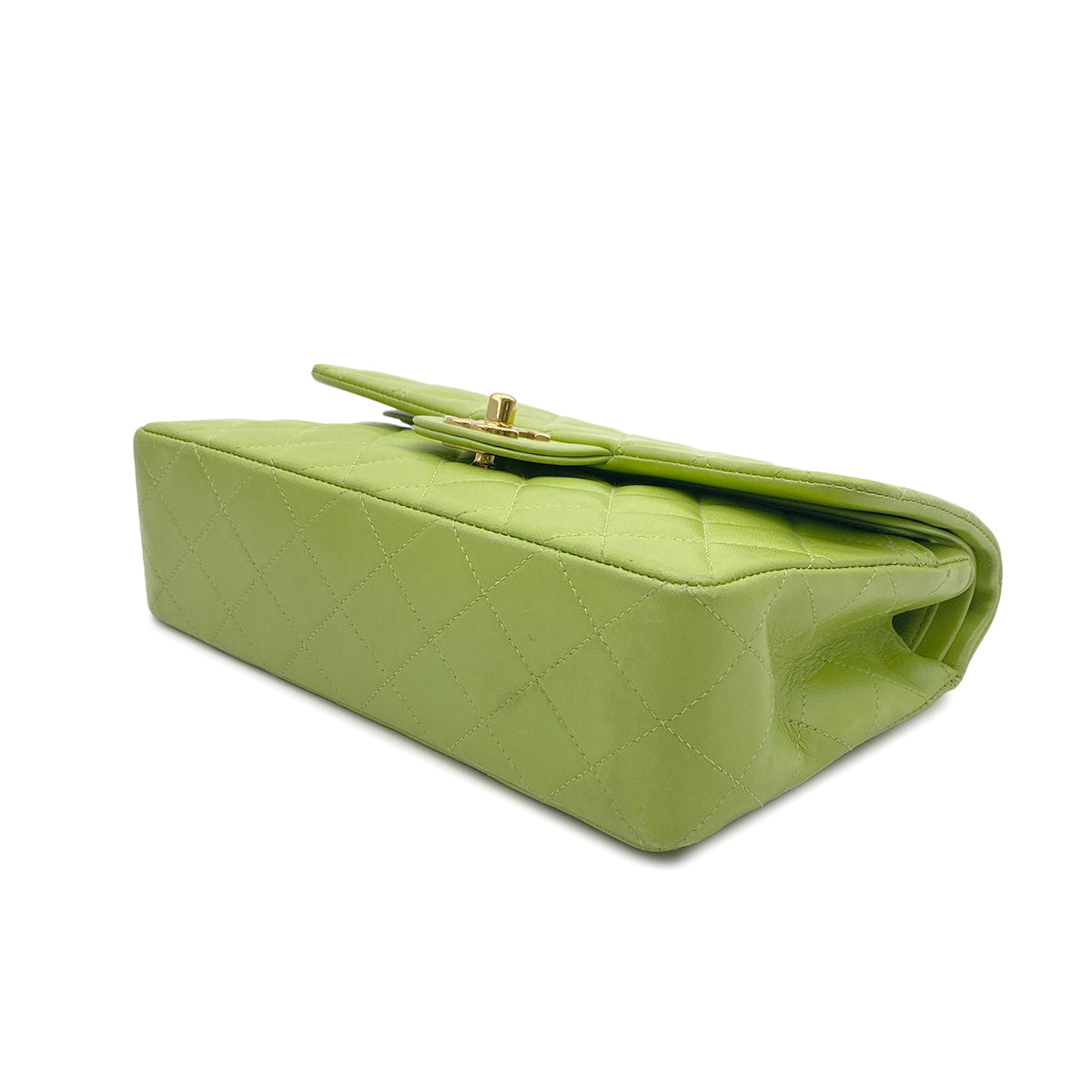 CHANEL VINTAGE CLASSIC FLAP SMALL CHAIN SHOULDER BAG GREEN LAMB SKIN 90272997