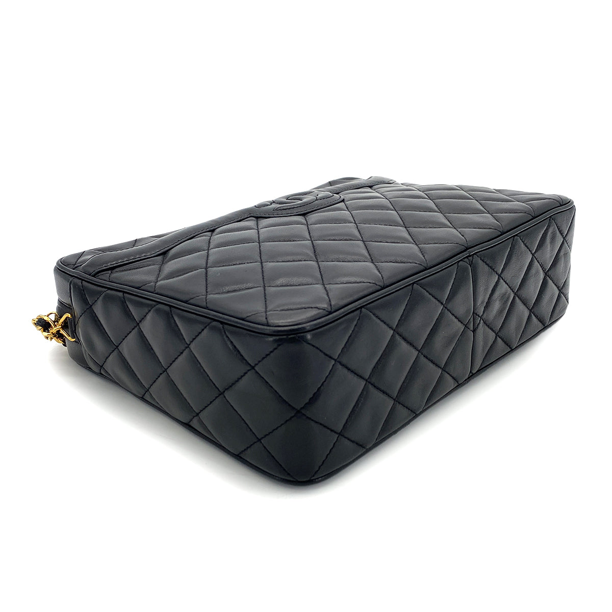 CHANEL VINTAGE MATELASSE FRINGE SHOULDER BAG BLACK LAMB SKIN 90272998