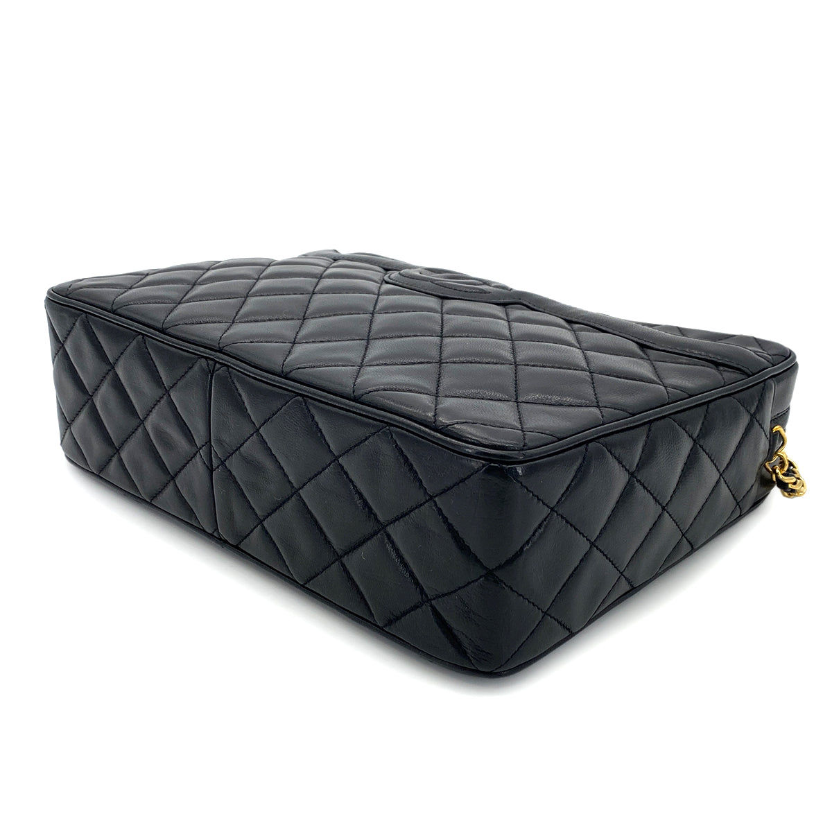 CHANEL VINTAGE MATELASSE FRINGE SHOULDER BAG BLACK LAMB SKIN 90272998