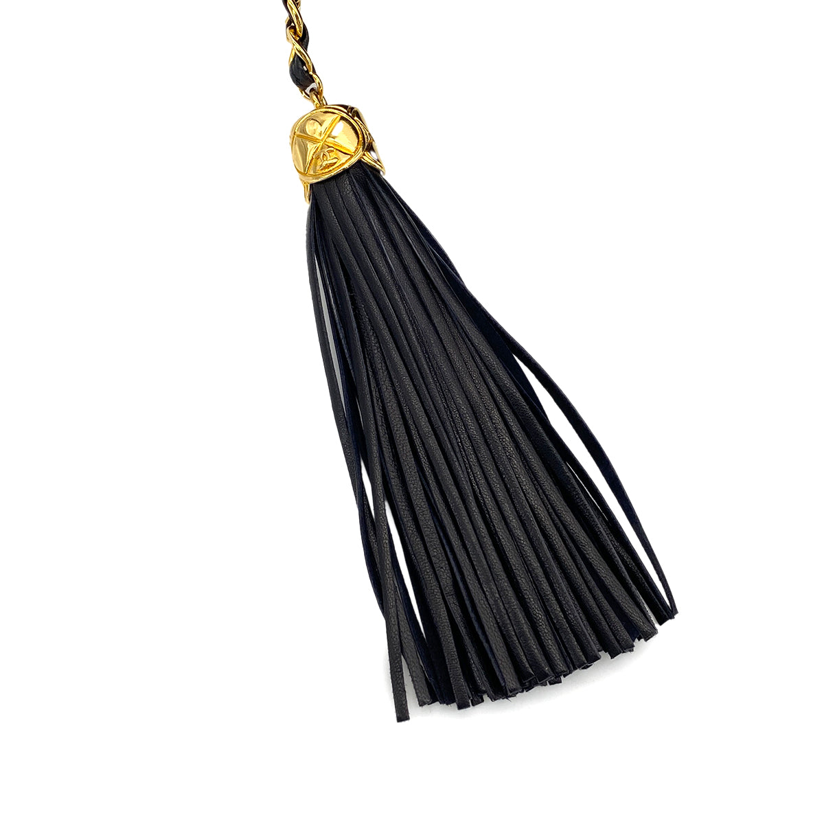 CHANEL VINTAGE MATELASSE FRINGE SHOULDER BAG BLACK LAMB SKIN 90272998