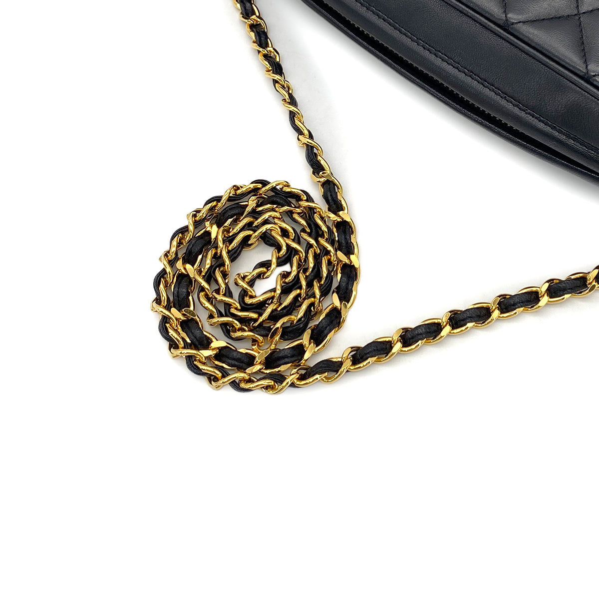 CHANEL VINTAGE MATELASSE FRINGE SHOULDER BAG BLACK LAMB SKIN 90272998