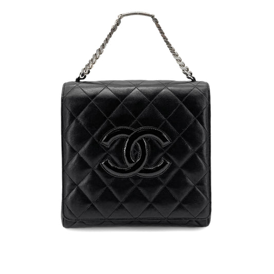 CHANEL VINTAGE MATELASSE CHAIN HAND BAG BLACK LAMB SKIN 90273004