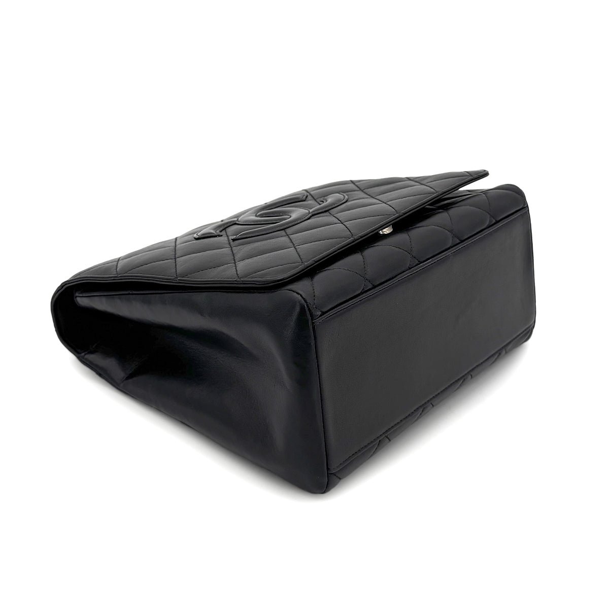 CHANEL VINTAGE MATELASSE CHAIN HAND BAG BLACK LAMB SKIN 90273004