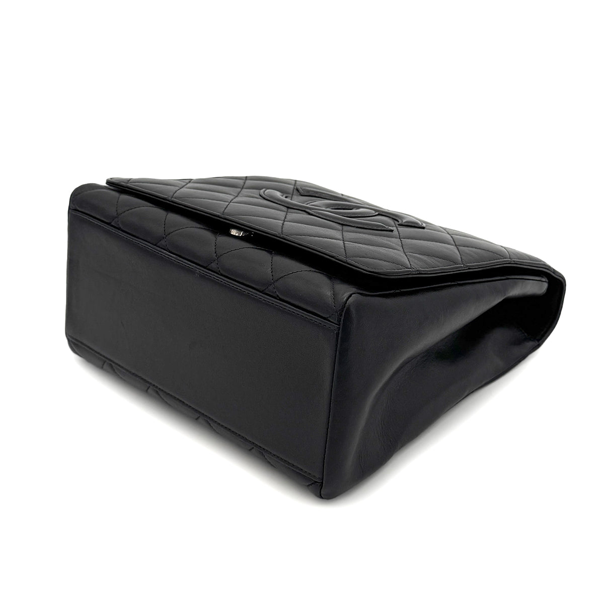 CHANEL VINTAGE MATELASSE CHAIN HAND BAG BLACK LAMB SKIN 90273004