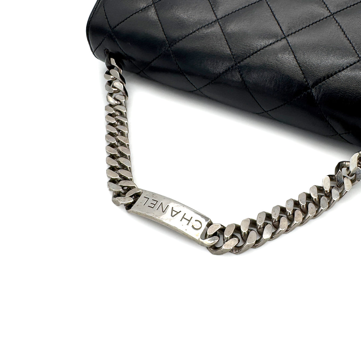 CHANEL VINTAGE MATELASSE CHAIN HAND BAG BLACK LAMB SKIN 90273004