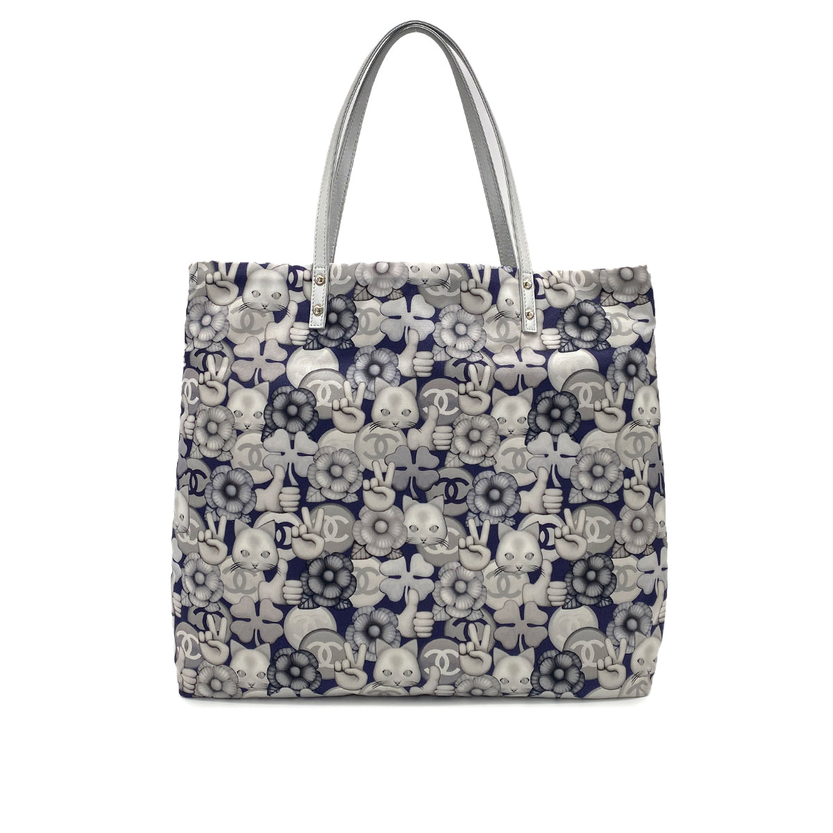 CHANEL CHOUPETTE CAT PRINT TOTE BAG GRAY 90273008