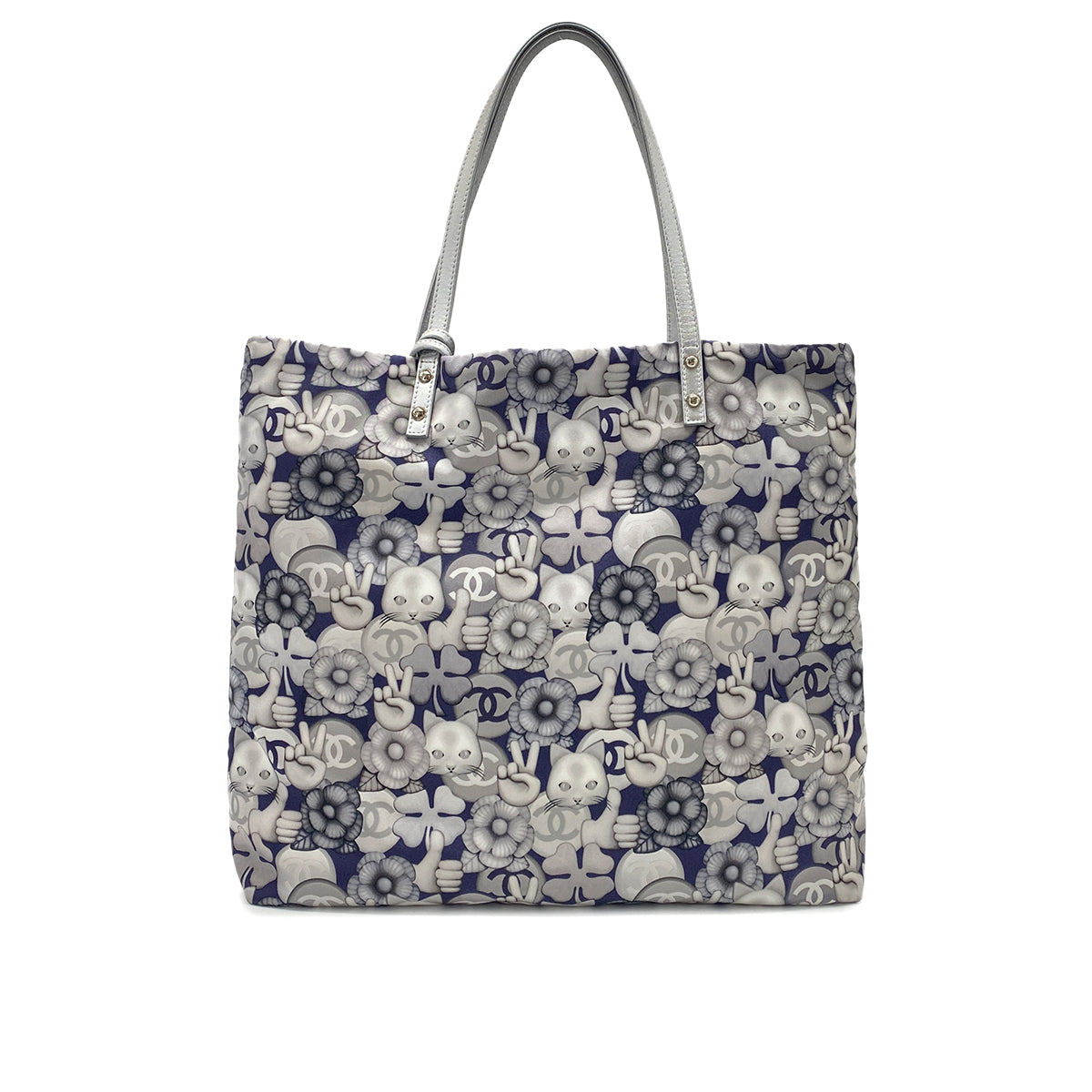 CHANEL CHOUPETTE CAT PRINT TOTE BAG GRAY 90273008