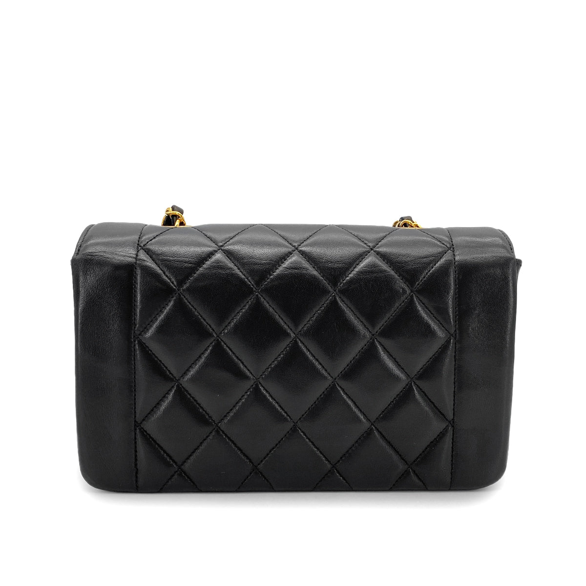 CHANEL VINTAGE DIANA SMALL CHAIN SHOULDER BAG BLACK LAMB SKIN 90273013