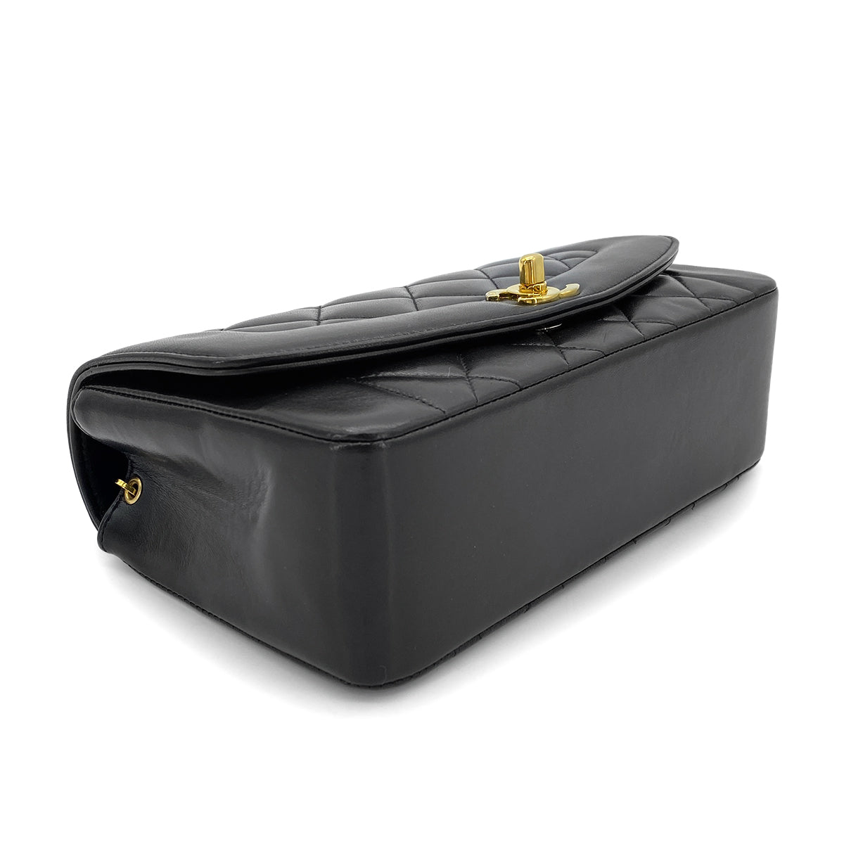 CHANEL VINTAGE DIANA SMALL CHAIN SHOULDER BAG BLACK LAMB SKIN 90273013