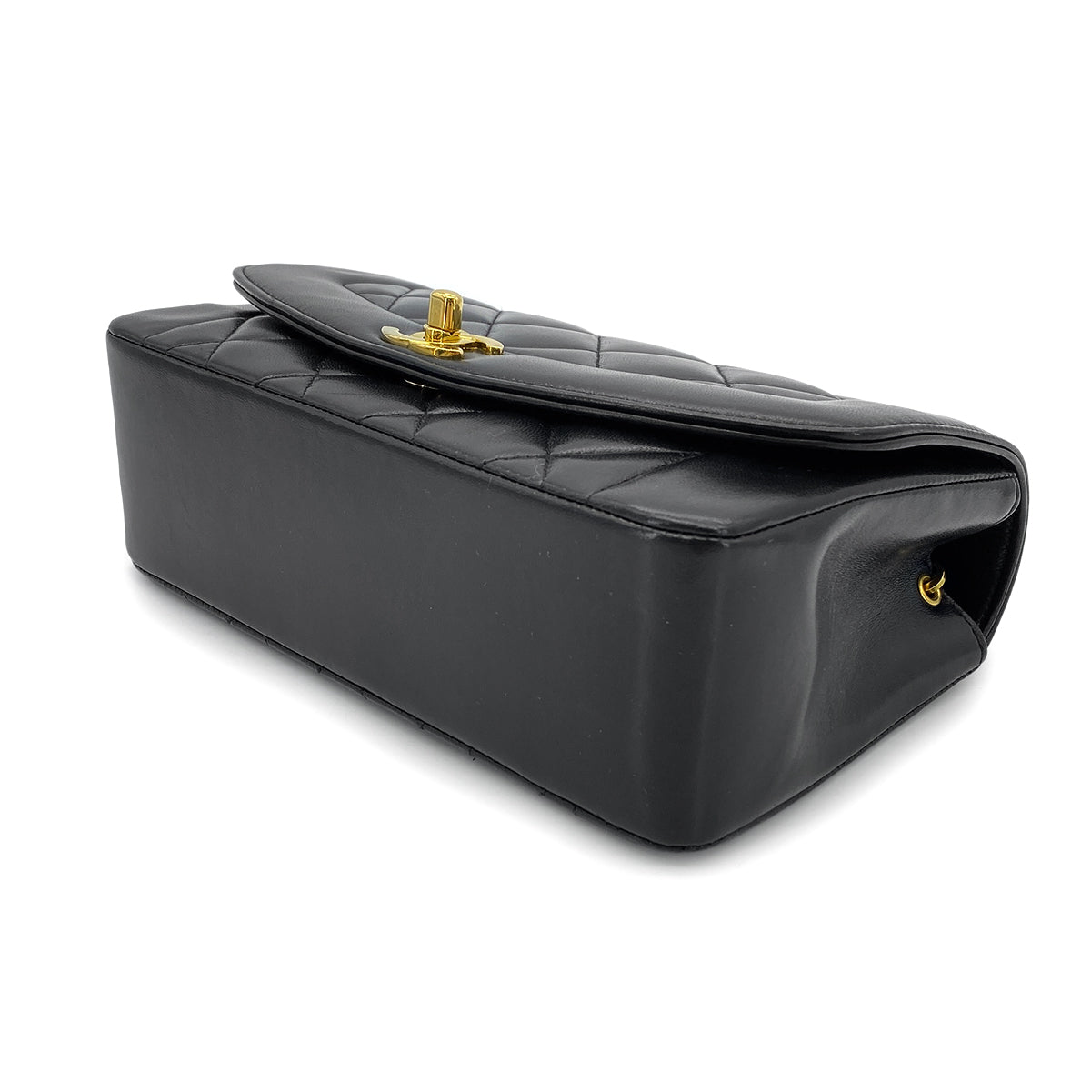 CHANEL VINTAGE DIANA SMALL CHAIN SHOULDER BAG BLACK LAMB SKIN 90273013