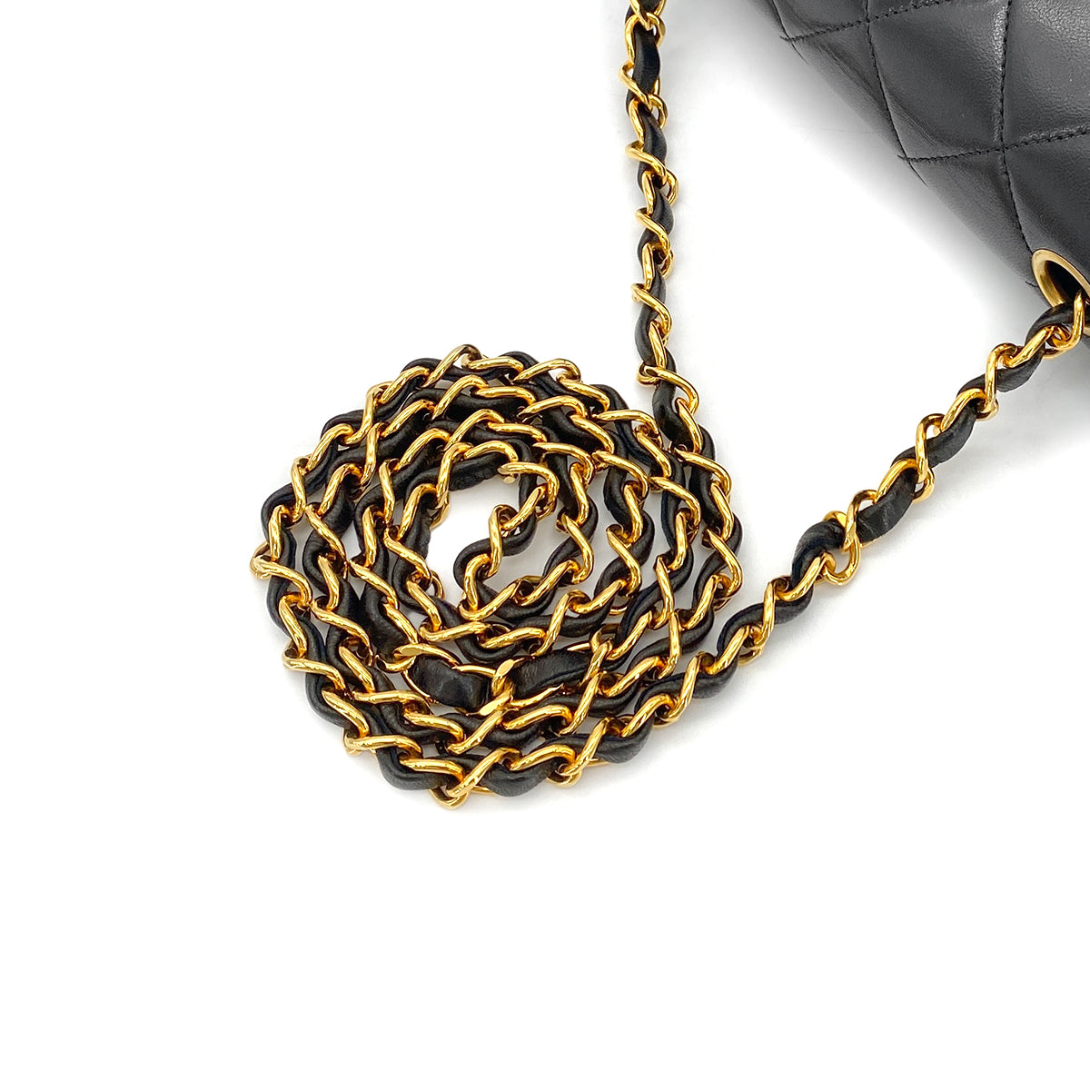 CHANEL VINTAGE DIANA SMALL CHAIN SHOULDER BAG BLACK LAMB SKIN 90273013