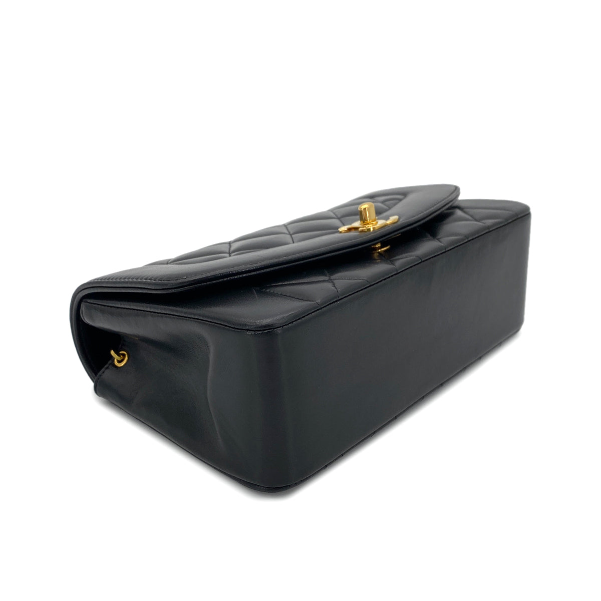 CHANEL VINTAGE DIANA SMALL CHAIN SHOULDER BAG BLACK LAMB SKIN 90273016