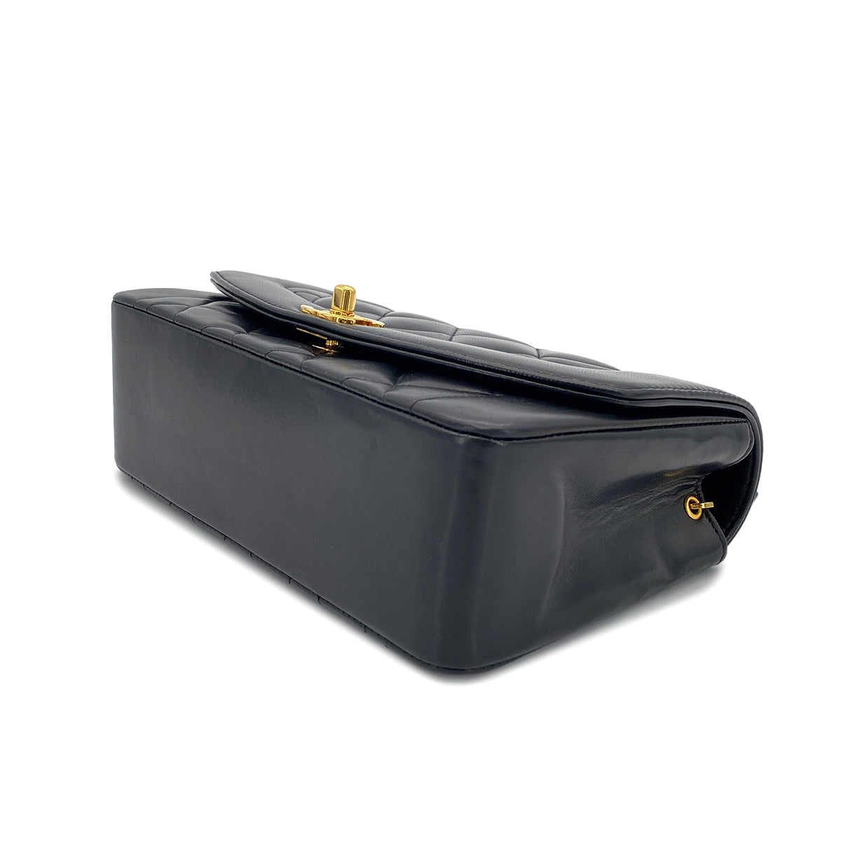 CHANEL VINTAGE DIANA SMALL CHAIN SHOULDER BAG BLACK LAMB SKIN 90273016