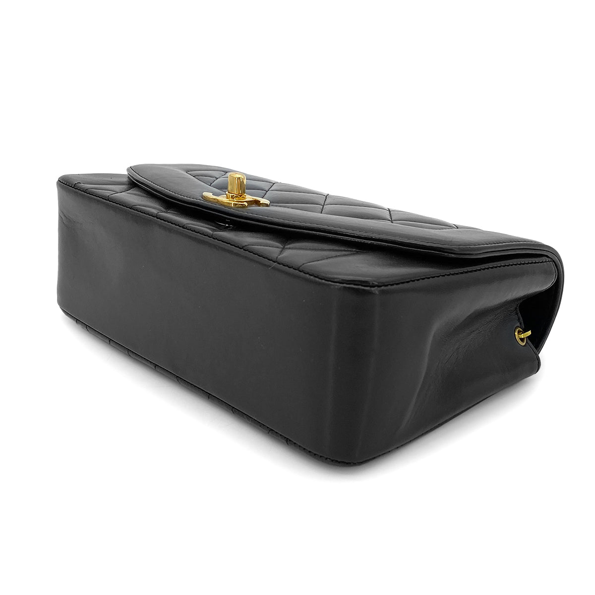 CHANEL VINTAGE DIANA SMALL CHAIN SHOULDER BAG BLACK LAMB SKIN 90273059