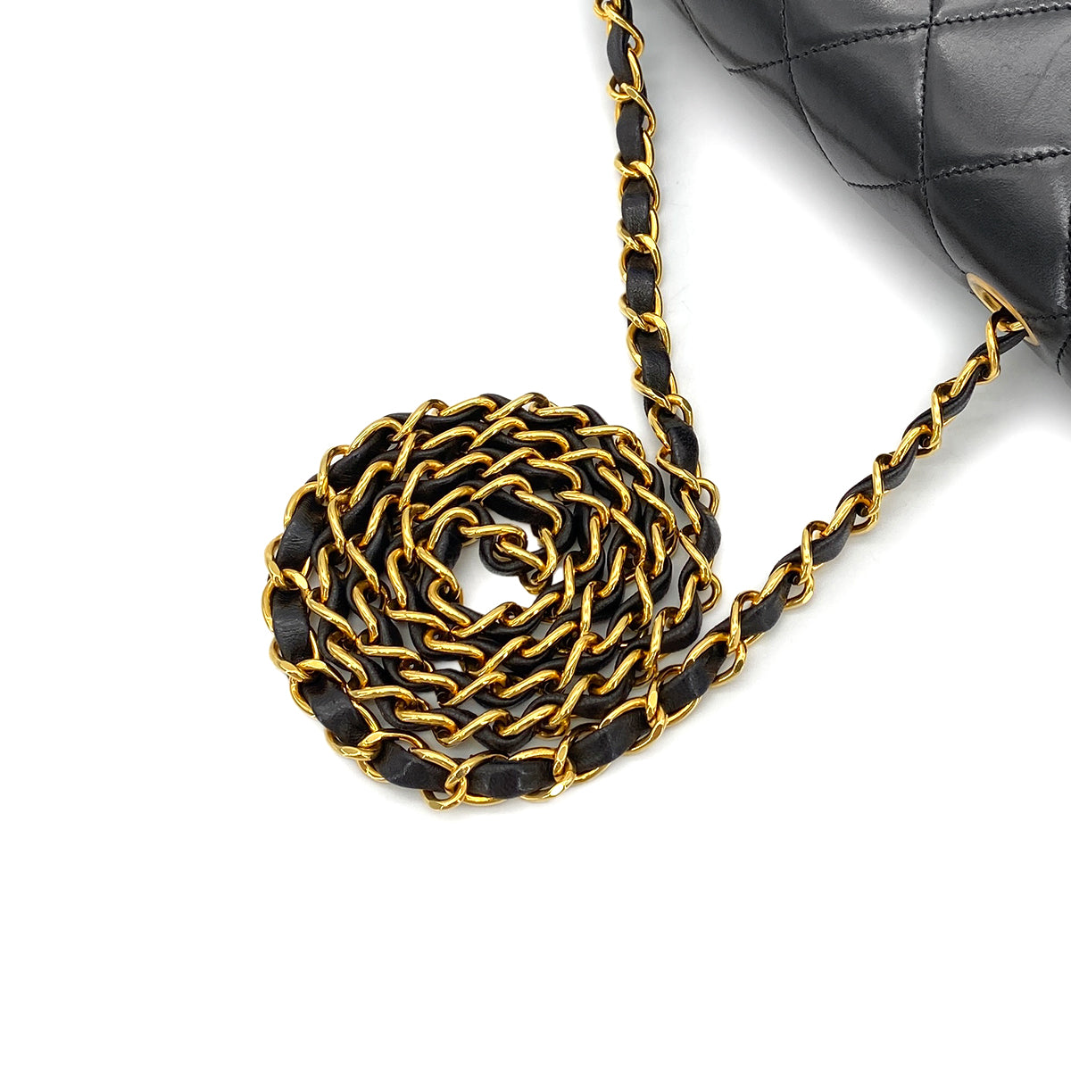 CHANEL VINTAGE DIANA SMALL CHAIN SHOULDER BAG BLACK LAMB SKIN 90273059