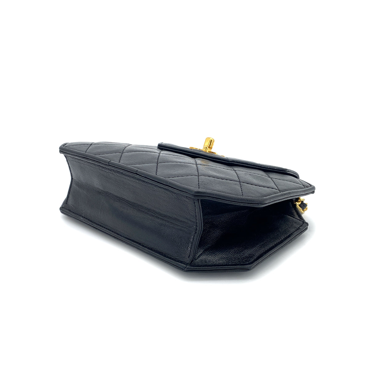 CHANEL VINTAGE MATELASSE CHAIN SHOULDER BAG BLACK LAMB SKIN 90273060