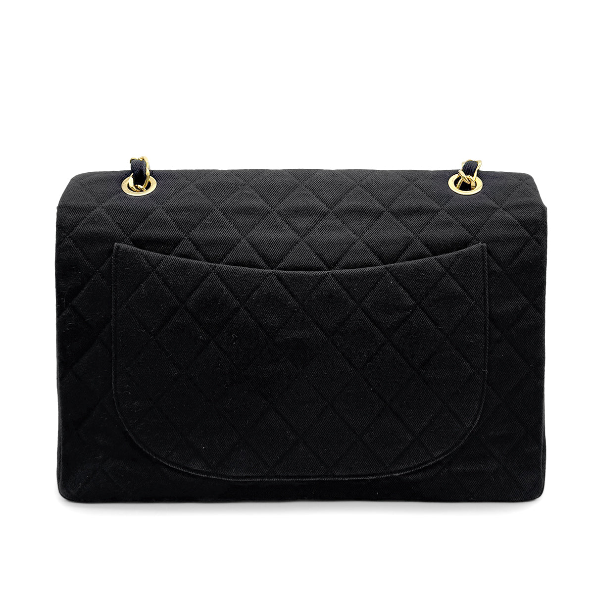 CHANEL VINTAGE MAXI MATELASSE 34 CHAIN SHOULDER BAG BLACK CANVAS 90273061