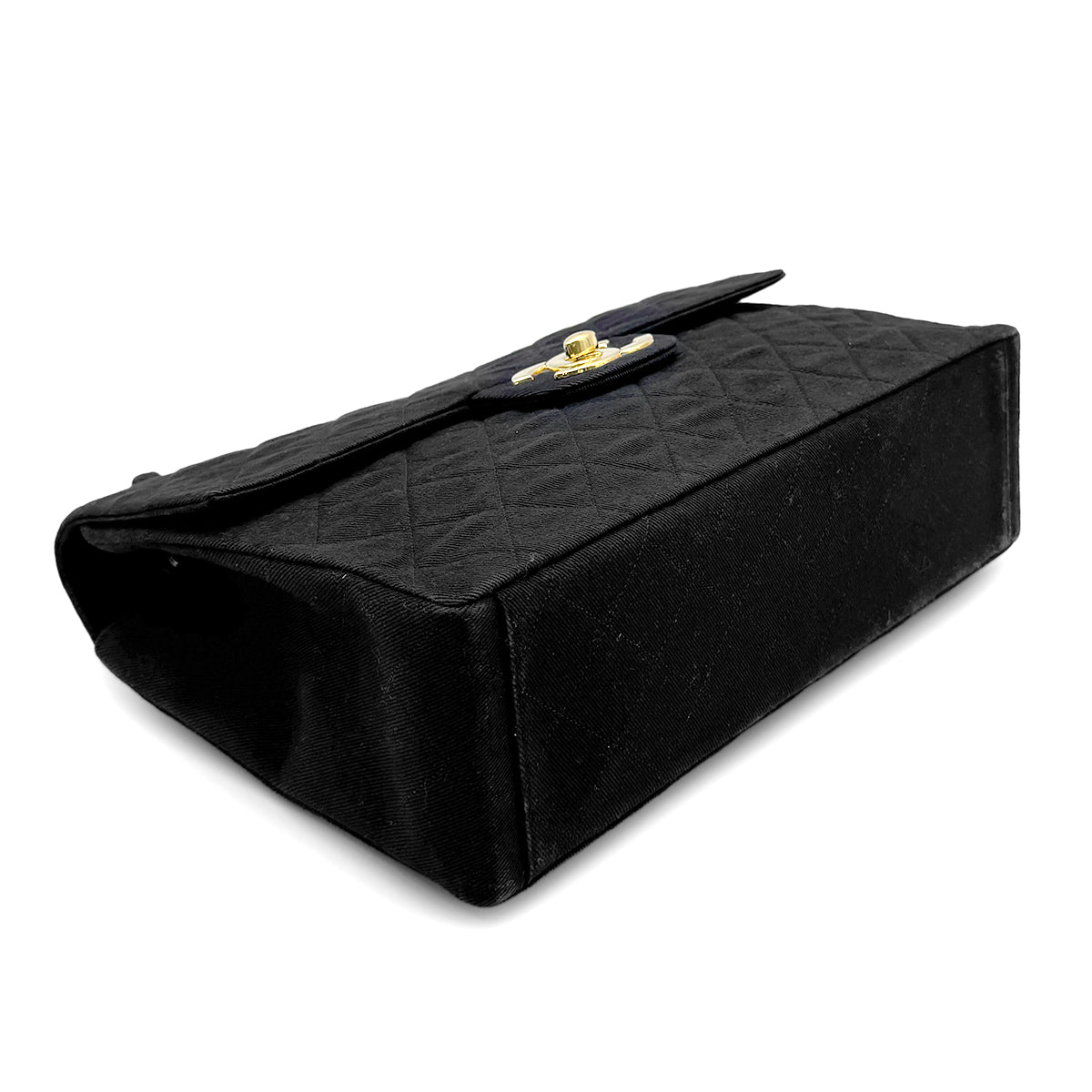 CHANEL VINTAGE MAXI MATELASSE 34 CHAIN SHOULDER BAG BLACK CANVAS 90273061