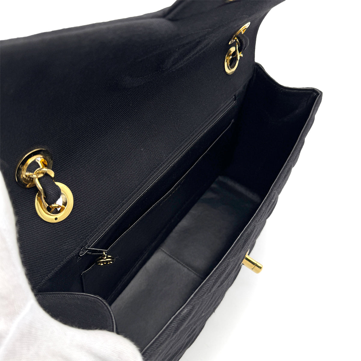 CHANEL VINTAGE MAXI MATELASSE 34 CHAIN SHOULDER BAG BLACK CANVAS 90273061