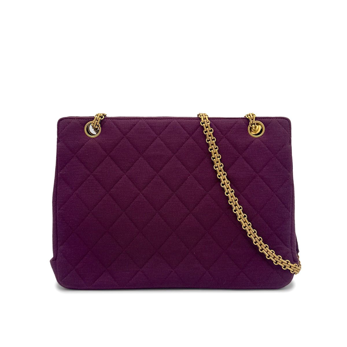 CHANEL VINTAGE MATELASSE CHAIN SHOULDER BAG PURPLE COTTON 90273062