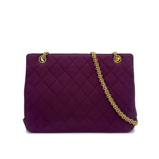 CHANEL VINTAGE MATELASSE CHAIN SHOULDER BAG PURPLE COTTON 90273062