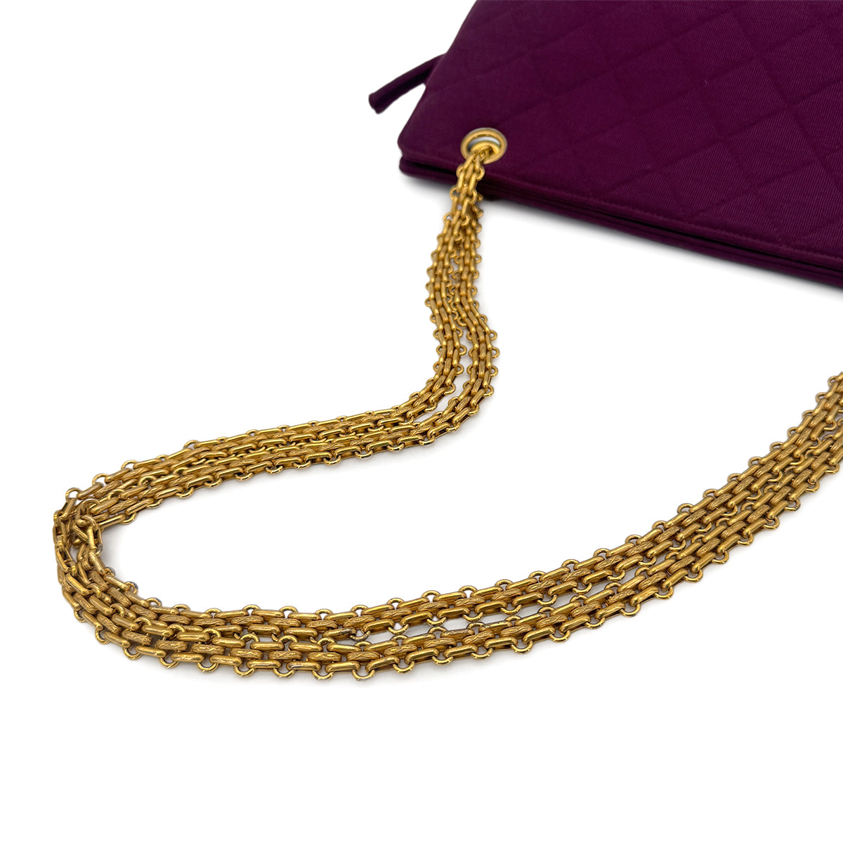 CHANEL VINTAGE MATELASSE CHAIN SHOULDER BAG PURPLE COTTON 90273062