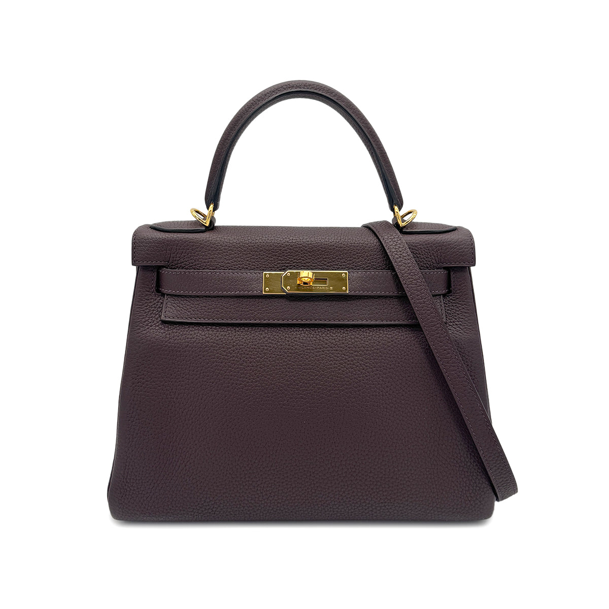 HERMES KELLY 28 RETOURNE ROUGE SELLIER TOGO HAND SHOULDER BAG Z GHW 90273063