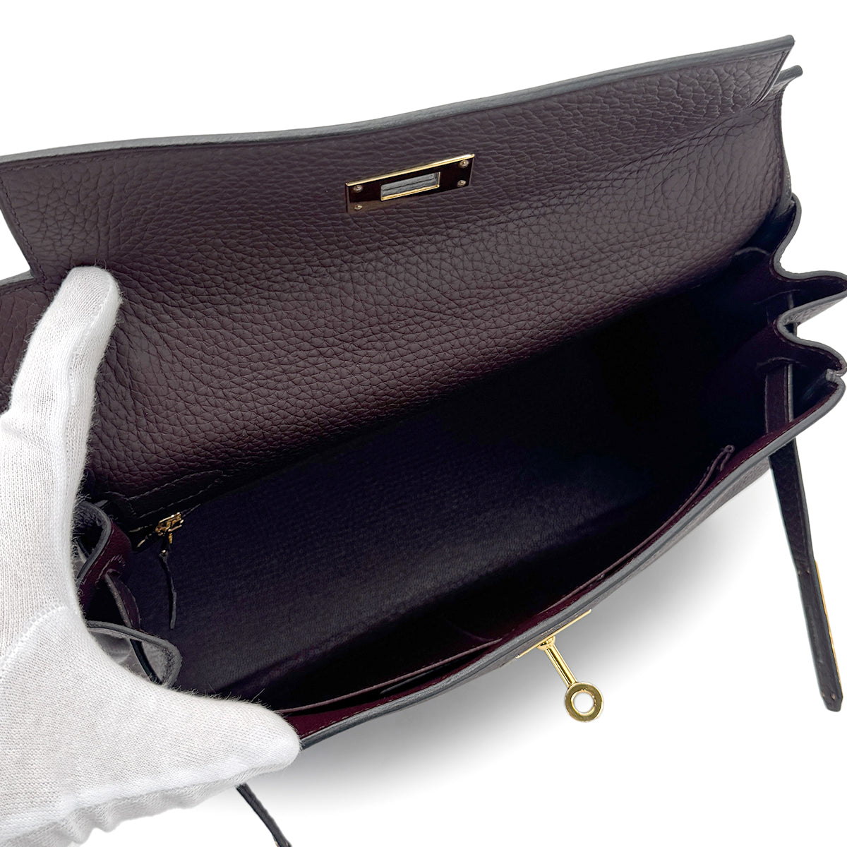 HERMES KELLY 28 RETOURNE ROUGE SELLIER TOGO HAND SHOULDER BAG Z GHW 90273063