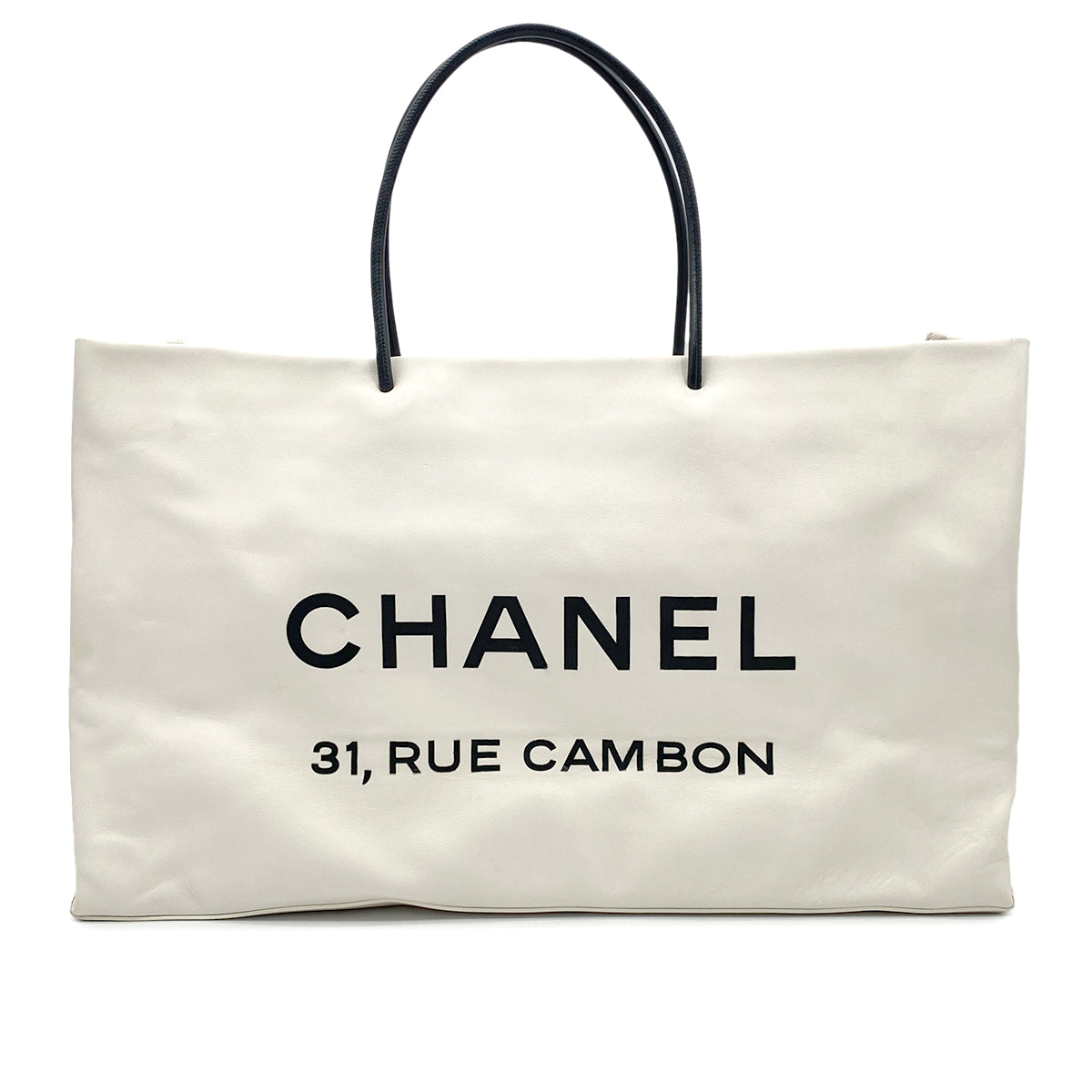 CHANEL VINTAGE ESSENTIAL TOTE BAG WHITE CALF LEATHER 90273064