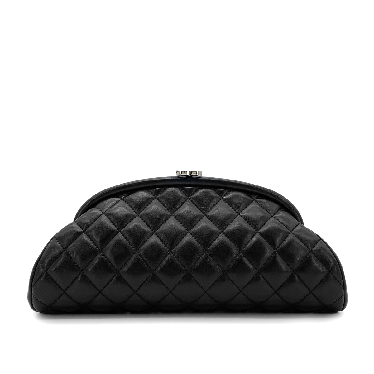 CHANEL VINTAGE MATELASSE CLUTCH BAG BLACK LAMB SKIN 90273065
