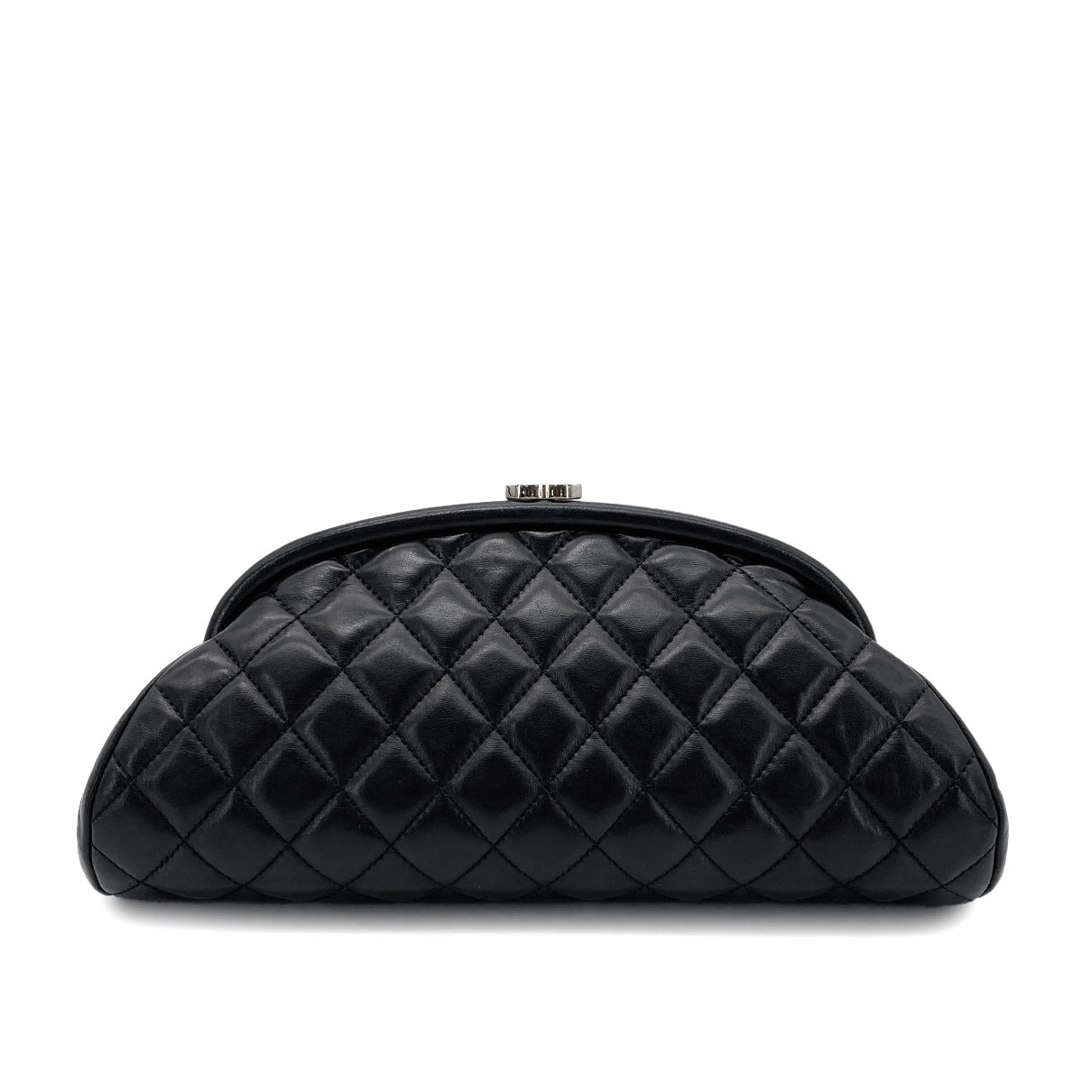 CHANEL VINTAGE MATELASSE CLUTCH BAG BLACK LAMB SKIN 90273065