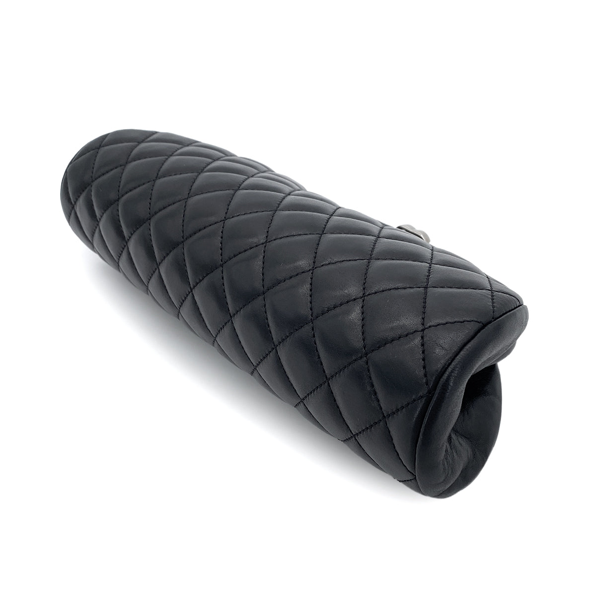 CHANEL VINTAGE MATELASSE CLUTCH BAG BLACK LAMB SKIN 90273065