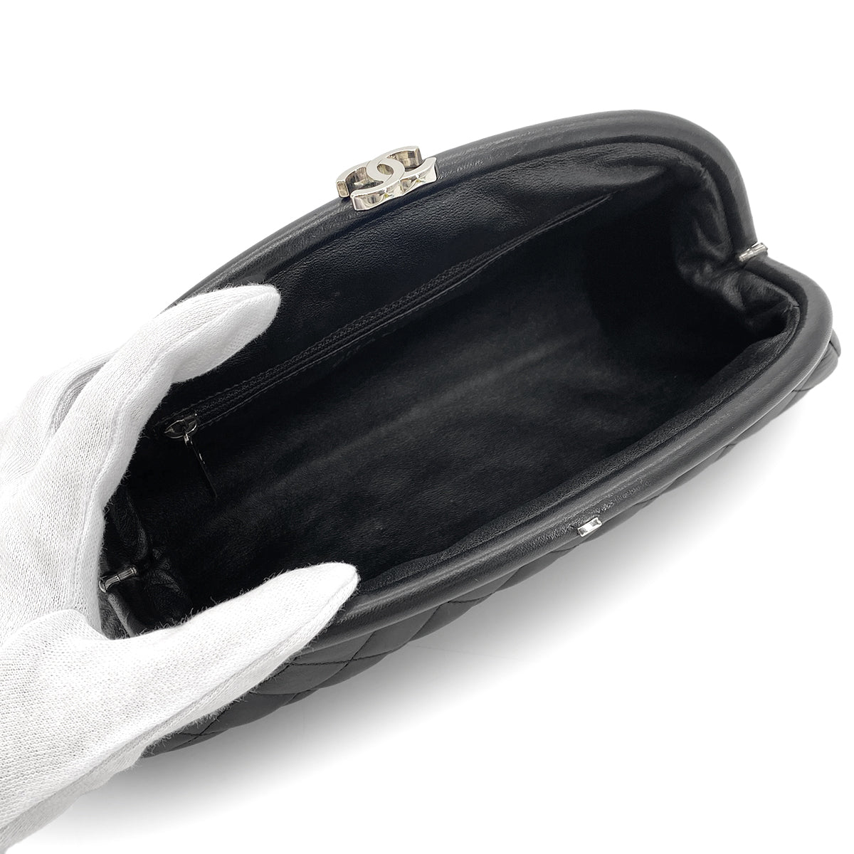 CHANEL VINTAGE MATELASSE CLUTCH BAG BLACK LAMB SKIN 90273065