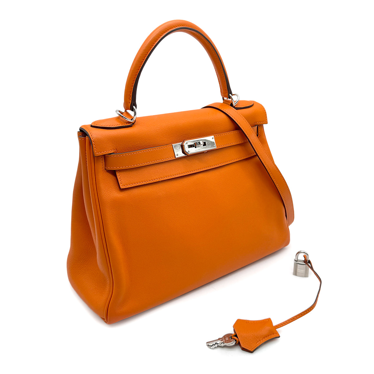 HERMES KELLY 28 RETOURNE ORANGE VEAU GULLIVER HAND SHOULDER BAG □I SHW 90273069
