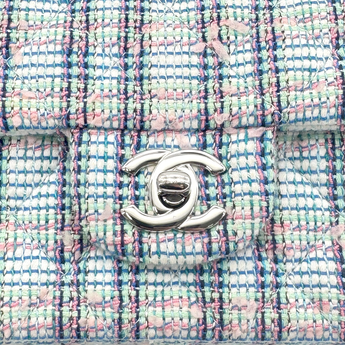 CHANEL MINI MATELASSE CHAIN SHOULDER BAG BLUE TWEED 90273071