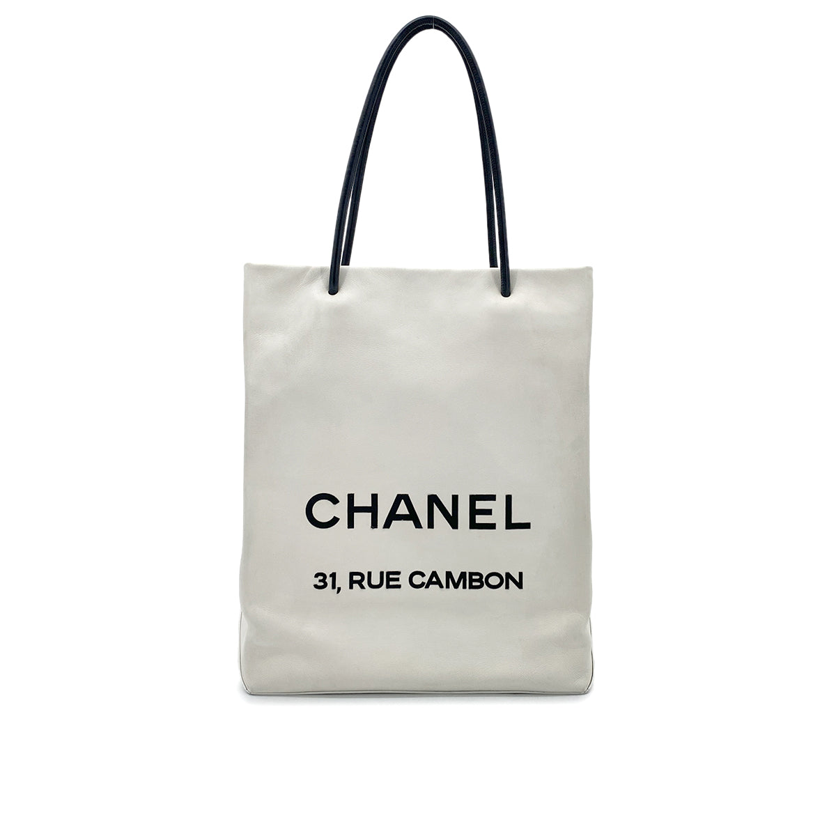CHANEL VINTAGE ESSENTIAL TOTE BAG WHITE CALF LEATHER 90273073