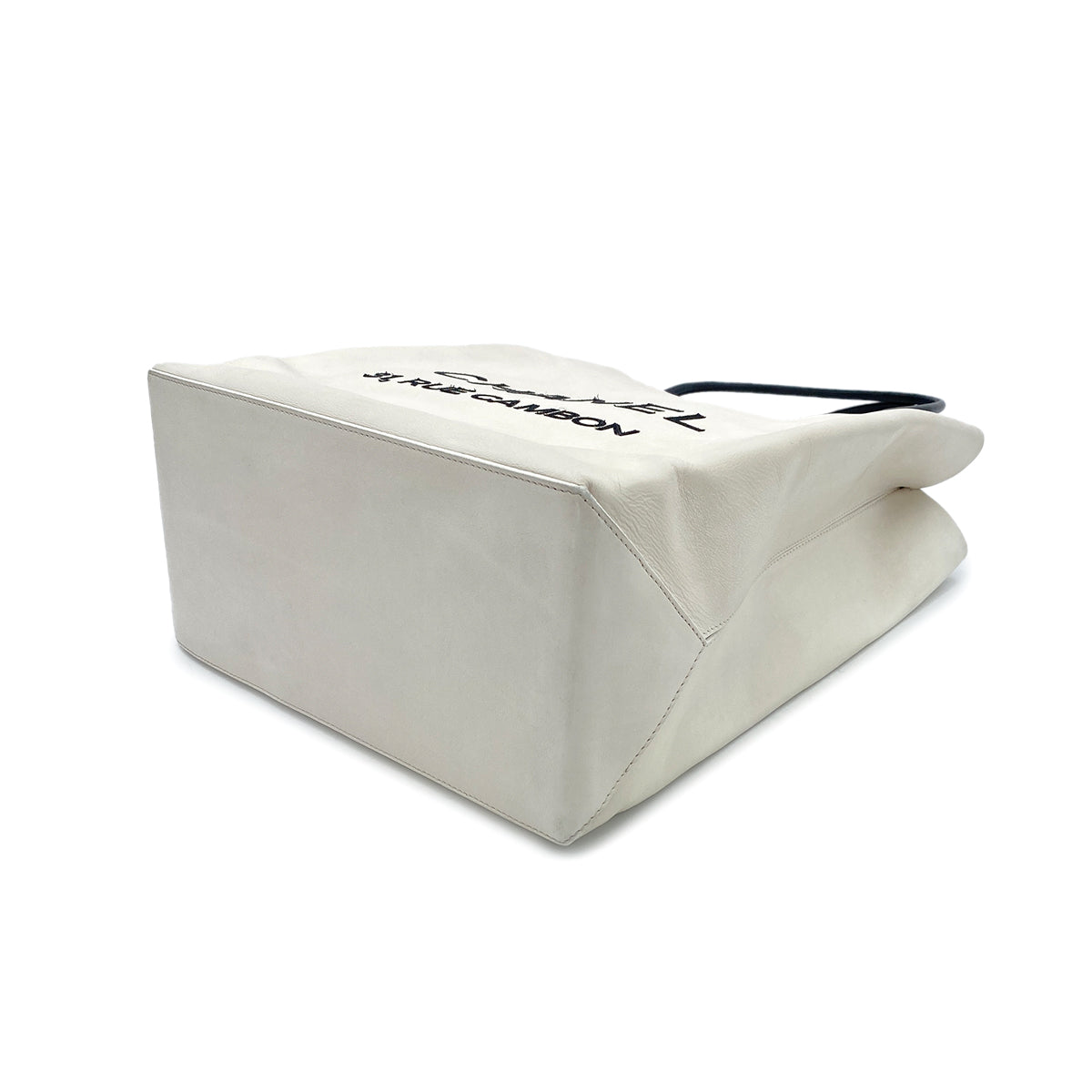 CHANEL VINTAGE ESSENTIAL TOTE BAG WHITE CALF LEATHER 90273073