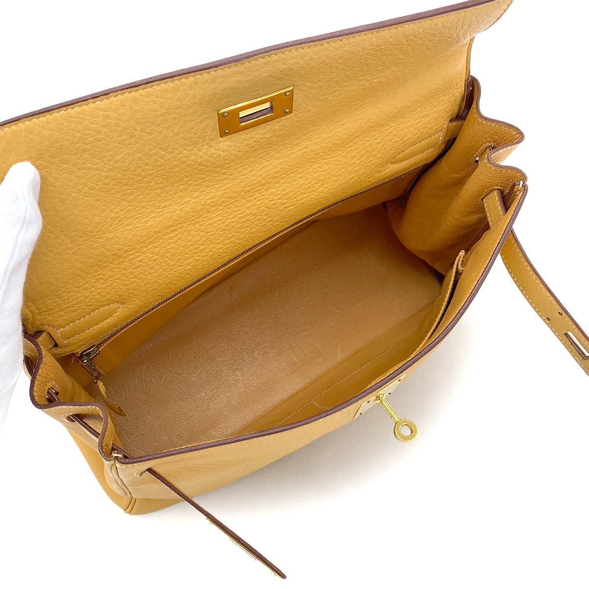 HERMES KELLY 32 RETOURNE NATURAL FJORD HAND SHOULDER BAG □B GHW 90273075