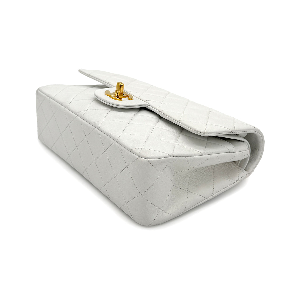 CHANEL VINTAGE CLASSIC FLAP SMALL CHAIN SHOULDER BAG WHITE LAMB SKIN 90273079