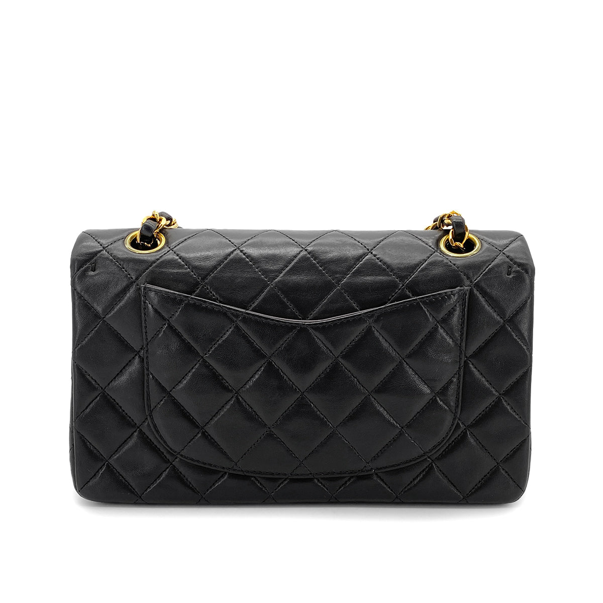 CHANEL VINTAGE CLASSIC FLAP SMALL CHAIN SHOULDER BAG BLACK LAMB SKIN 90273082