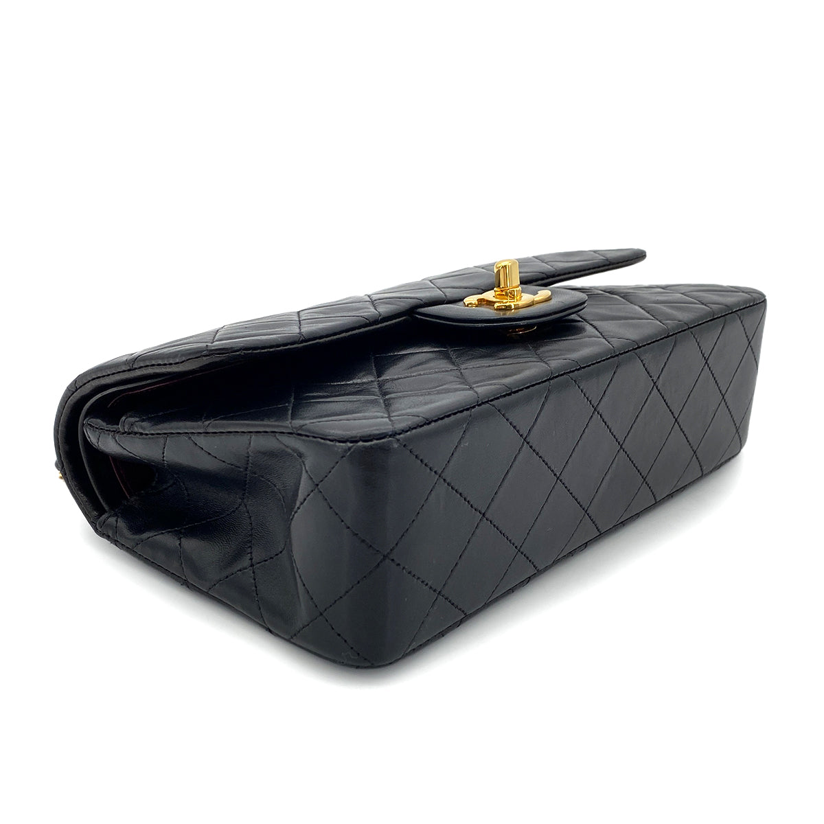 CHANEL VINTAGE CLASSIC FLAP SMALL CHAIN SHOULDER BAG BLACK LAMB SKIN 90273082