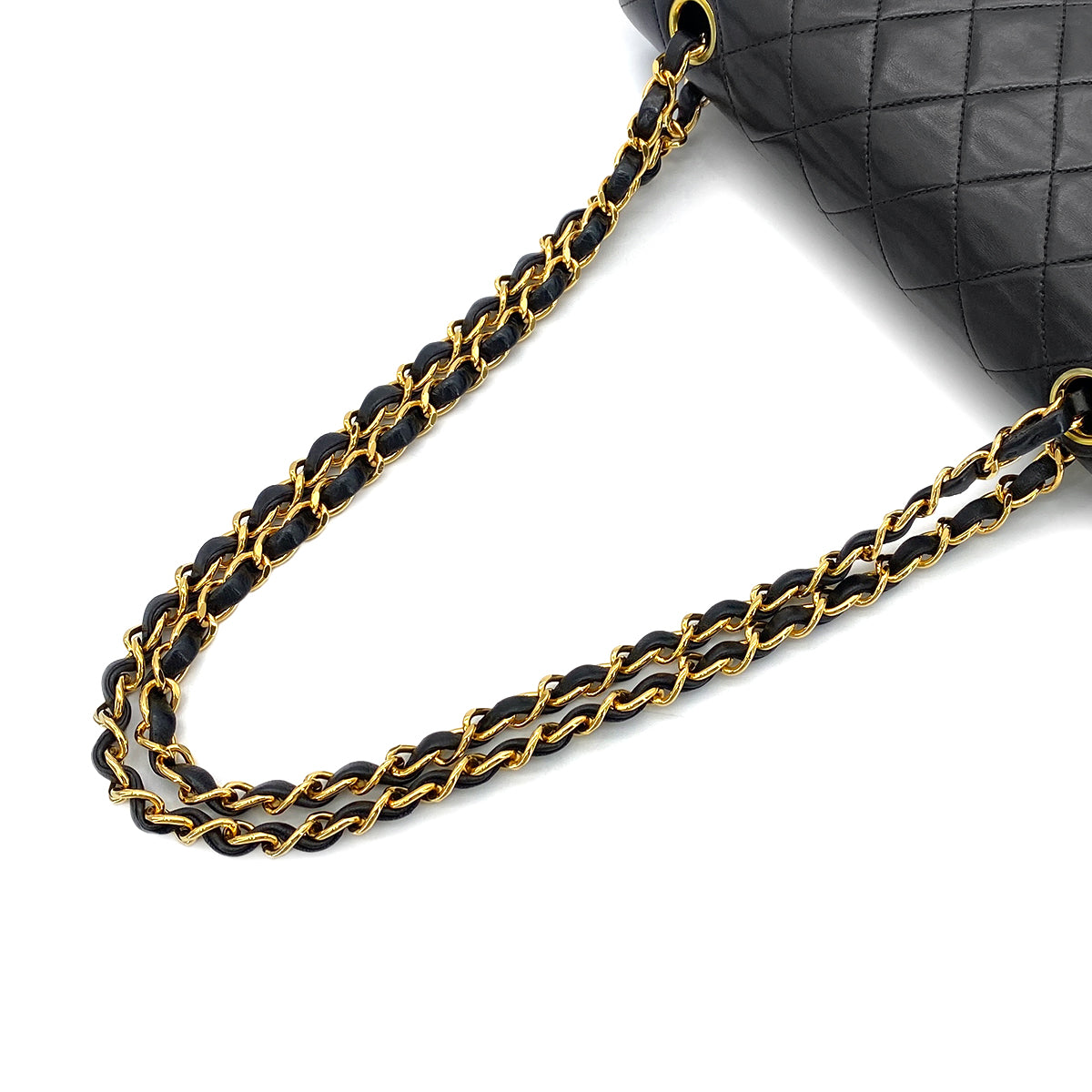 CHANEL VINTAGE CLASSIC FLAP SMALL CHAIN SHOULDER BAG BLACK LAMB SKIN 90273082